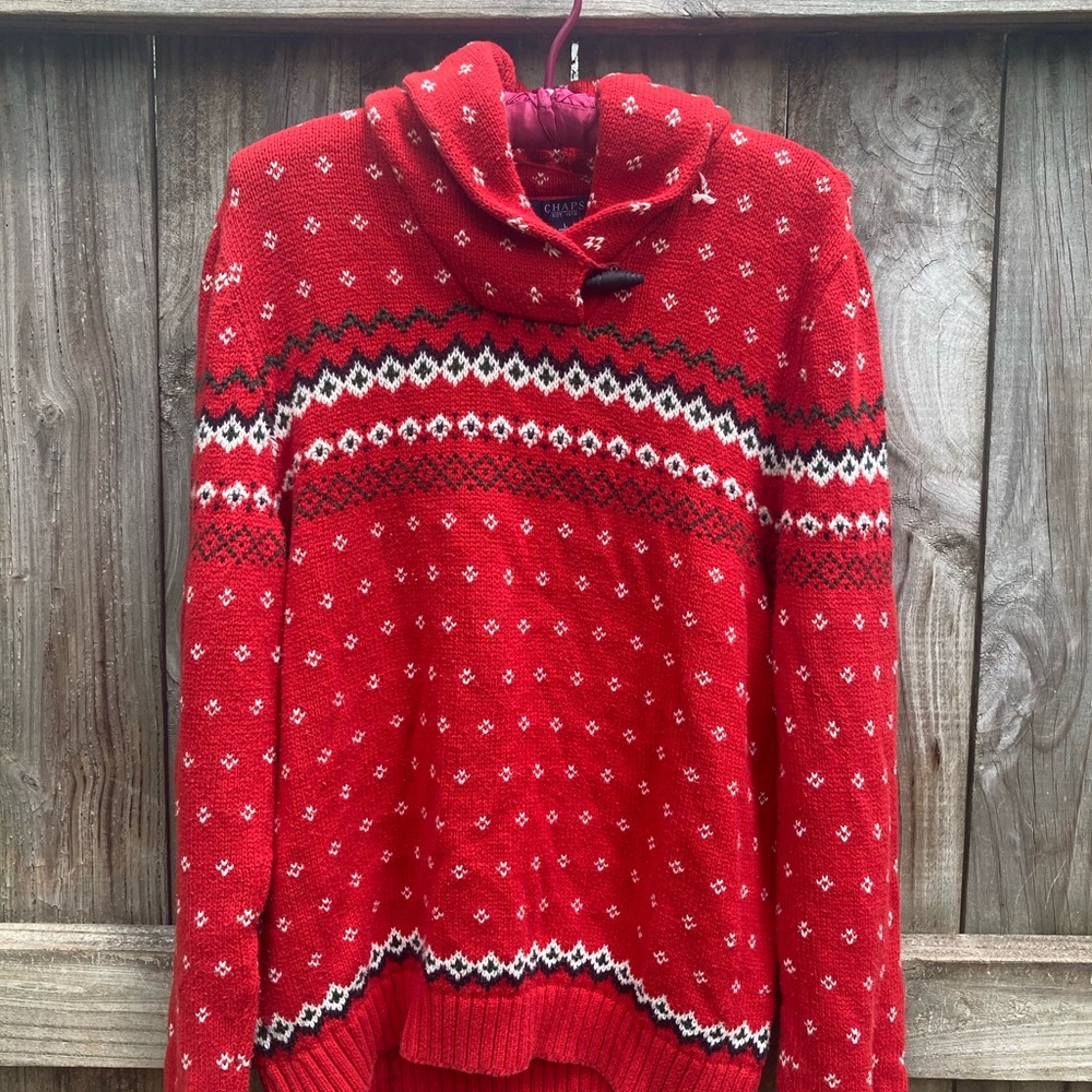 Chaps cotton red and white sweater